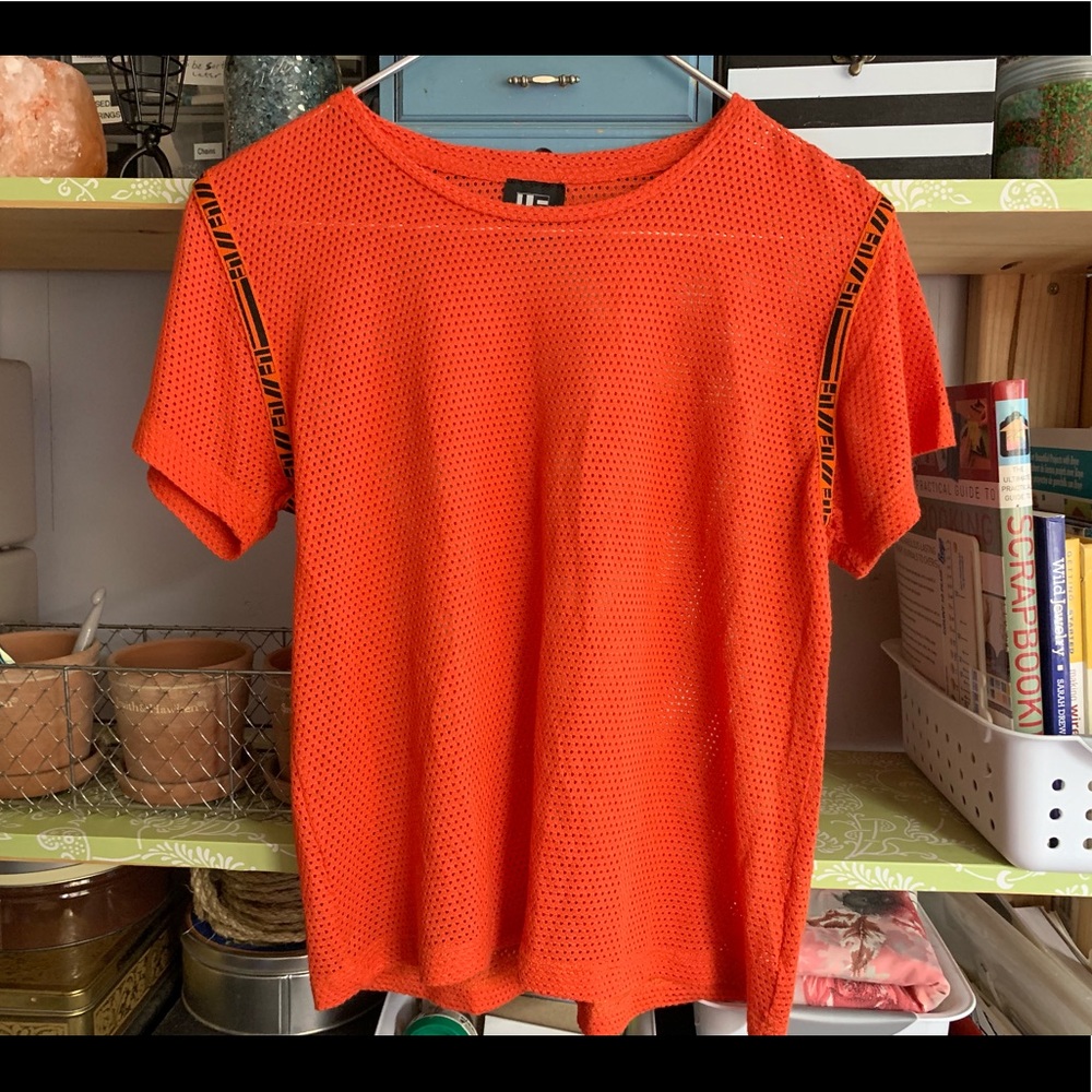 LFLosAngeles Orange Black Streetwear Mesh Knit Top